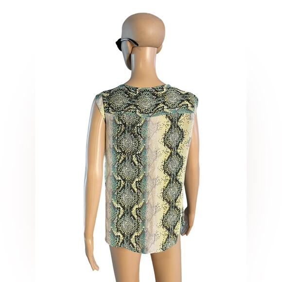 Worthington Sleeveless Blouse Womens P/M Green Snake Skin Print Casual - Picture 2 of 11